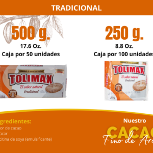 Chocolate de mesa Tolimax Azúcar por 250g