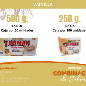 Chocolate de mesa Tolimax Vainilla por 250GR